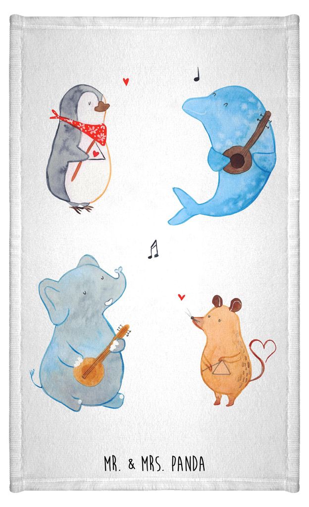 Mr. & Mrs. Panda Handtuch Big Band - Weiß - Geschenk, Elefant, Gitarre, Musik, Maus, badezimmer, Klein, Pinguin, Lustige Sprüche, Gästehandtuch ...