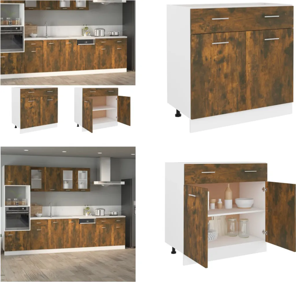 VidaXL Mobile Base Cucina Rovere Fumé 80cm: Qualità e Design Industriale
