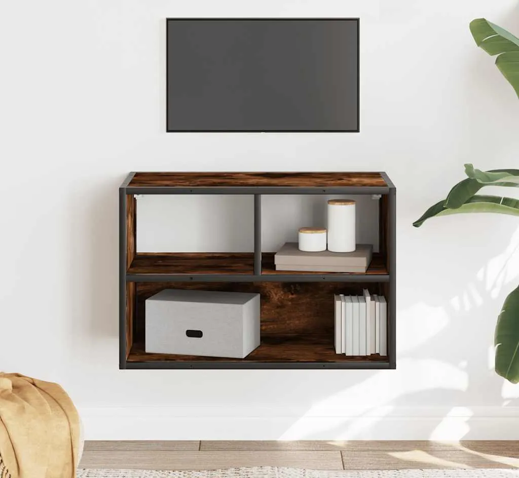 VidaXL Mobile TV con Ruote Rovere Fumo 90x35x35cm in Legno Multistrato