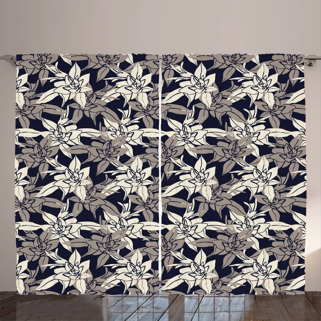 Rideau de salon décoratif grande largeur 280x225 cm, design floral