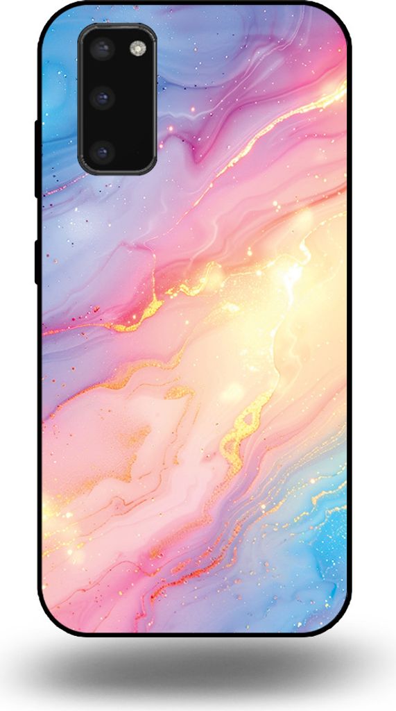 Smartphonica Handyhülle geeignet für Samsung Galaxy S20 mit Regenbogen Glitzer Marmor Print - TPU Backcover Case Regenbogen Glitzer Marmor Design