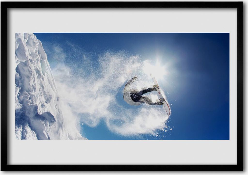 Bild 100x70 MDF-Rahmen Wandkunst Snowboard Winter-Schnee-Sport