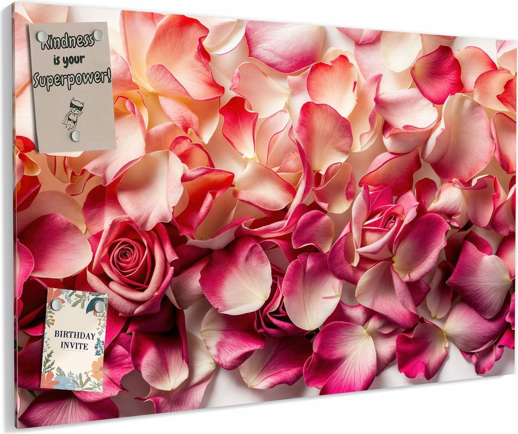 Magnettafel 90x60cm magnetisch & beschreibbar Metall-Board - Rosenblätterbuntes Spiel