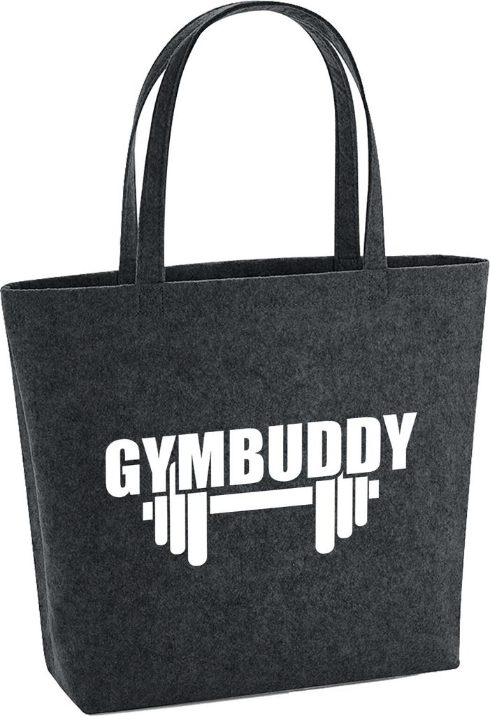 Huuraa Filzshopper Gymbuddy Hantel 22 Liter Charcoal Melange Filztasche Geschenkidee
