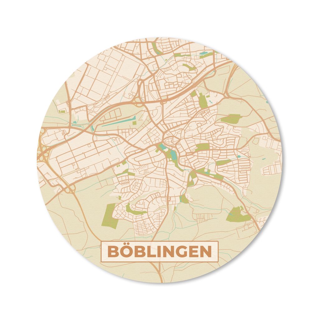 MuchoWow Mauspad Mousepad Böblingen - Karte - Vintage - Stadtplan 40x40 cm - Mousepads - Maus Mat - Pad - Mausunterlage - Schreibtisch Accessoires