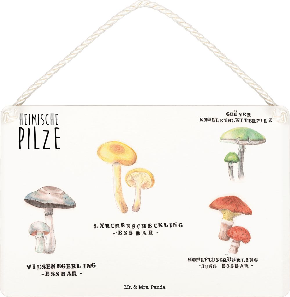 Mr. & Mrs. Panda Schild Heimische Pilze DIN A4 - Geschenk, kleine aufmerksamkeit, Glückspilz, Türschild, Holzschild, Dekoration, Wandbild Holz, D...