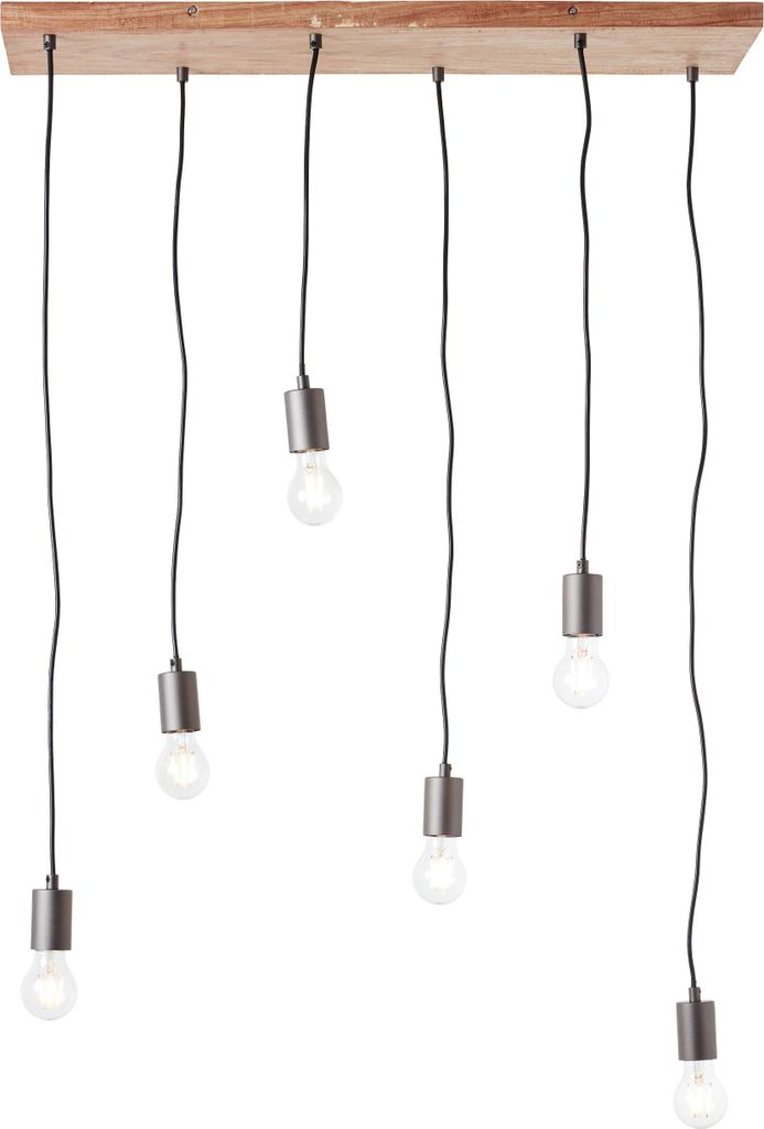 BRILLIANT Rustik Pendelleuchte 6flg schwarz/holzfarbend schwarz/holzfarbend 99542/76