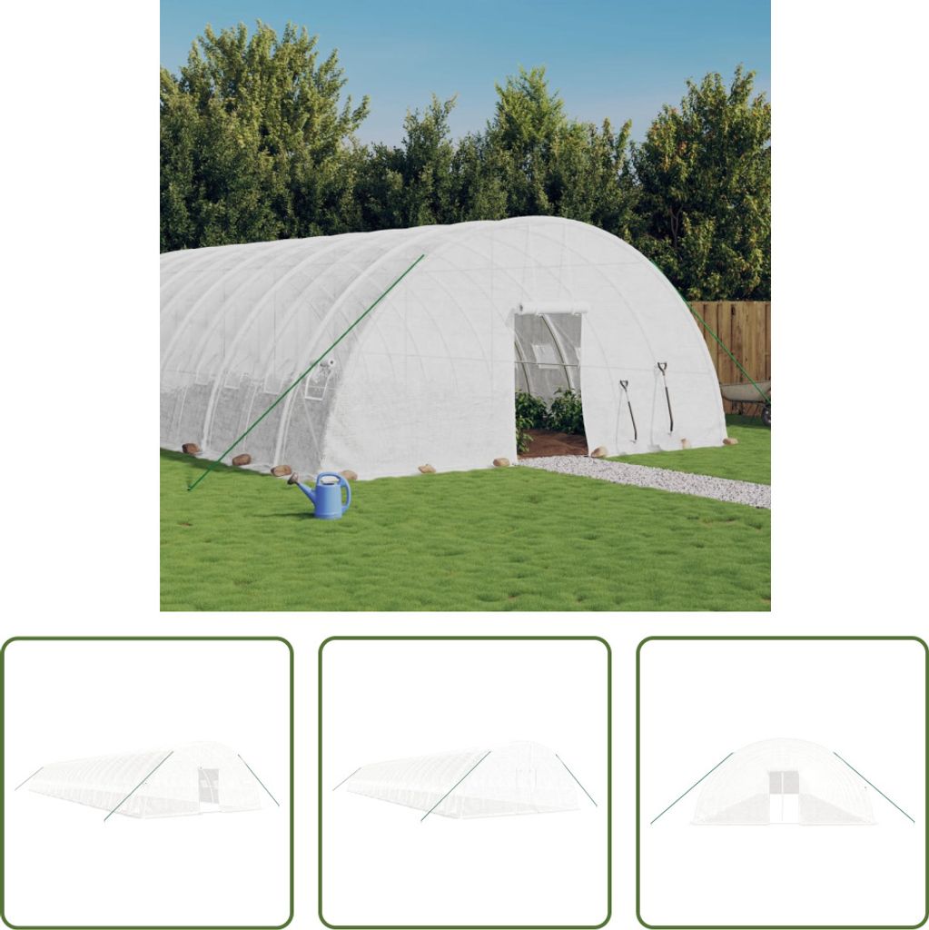 The Living Store Gewächshaus mit Stahlrahmen Weiß 144 m² 24x6x2,85 m