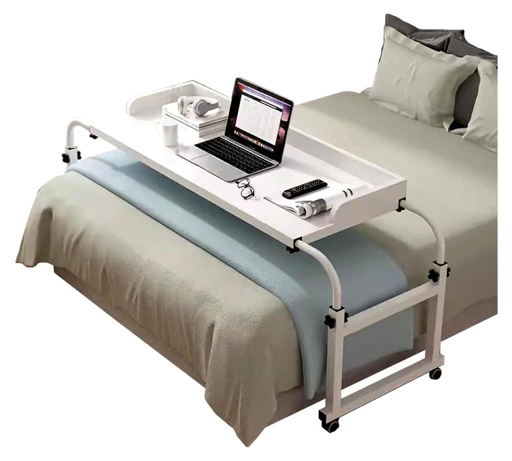 Verstellbarer Überbett-Schreibtisch – Länge und Höhe anpassbar, für Zuhause, Krankenhaus, mobiler medizinischer Tisch