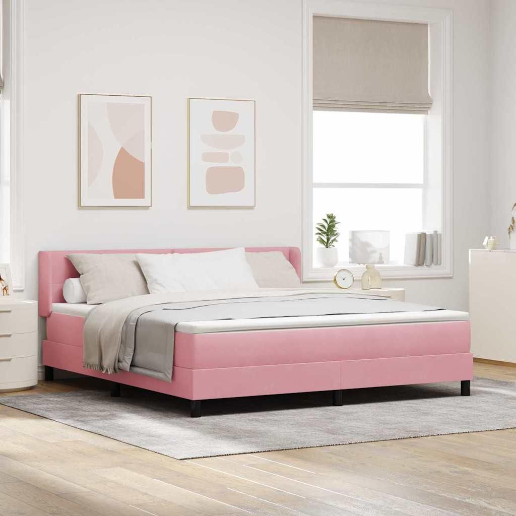 Möbel Boxspringbett mit Matratze Schwarz 100x200 cm Velvet Rosa - Klassische Betten 3341485