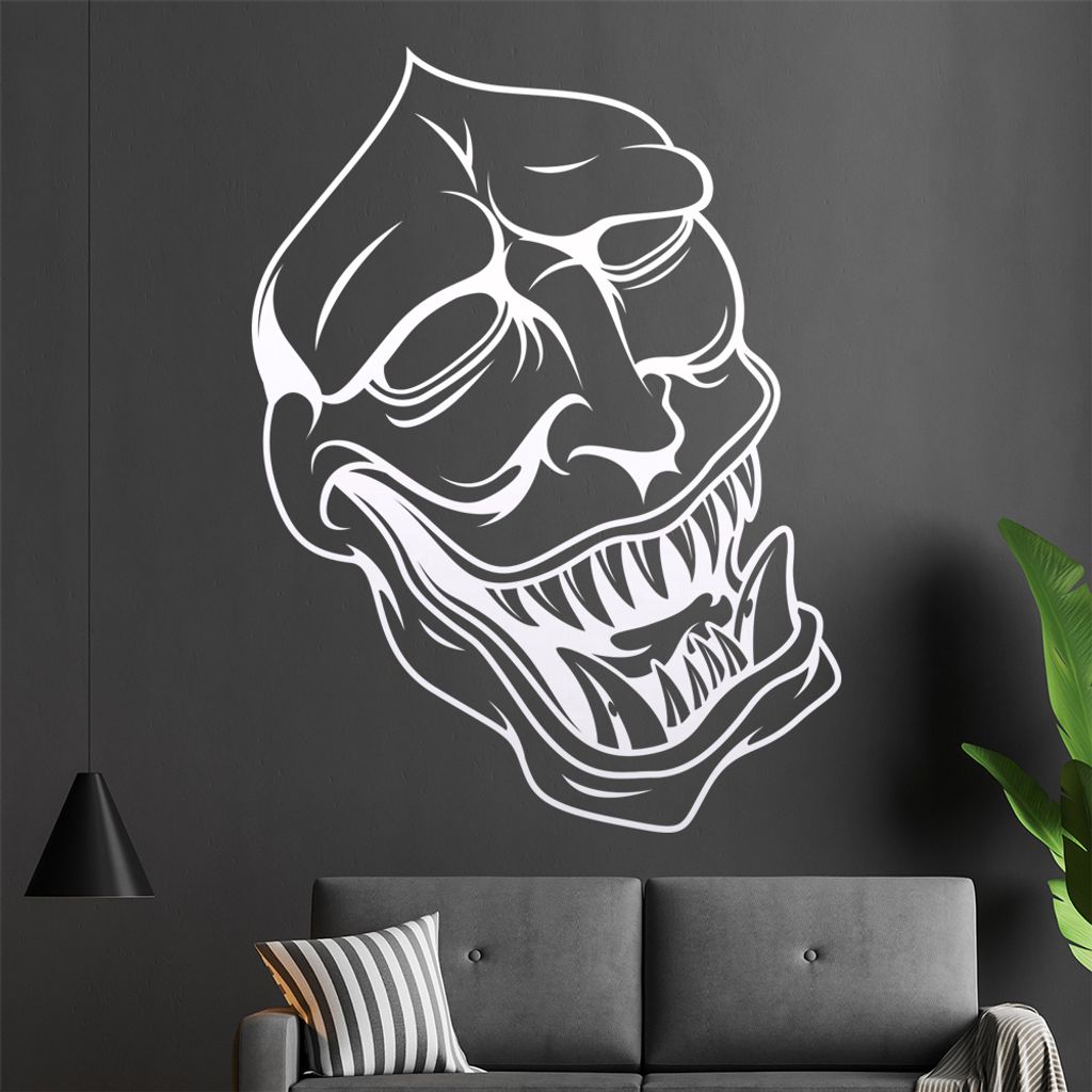 KIWISTAR Oni Yokai abgrundtief böse Dämonen Wandtattoo in 6 Größen - Wandaufkleber Wall Sticker - Dekoration, Küche, Wohnzimmer, Schlafzimmer,...