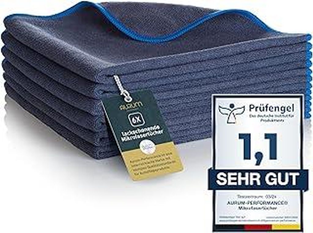 6er Set Auto Mikrofasertücher 400GSM - Autopflege Poliertuch fusselfrei & Extreme Saugkraft - Allround KFZ Microfasertuch lackschonend
