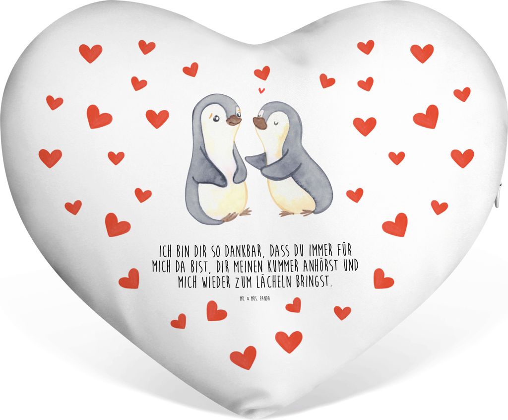 Mr. & Mrs. Panda Sofakissen Pinguine trösten - Weiß - Geschenk, Hochzeitskissen, Dekokissen, Hochzeitstag, für Freundin, Kuschelkissen, Frauen, ...