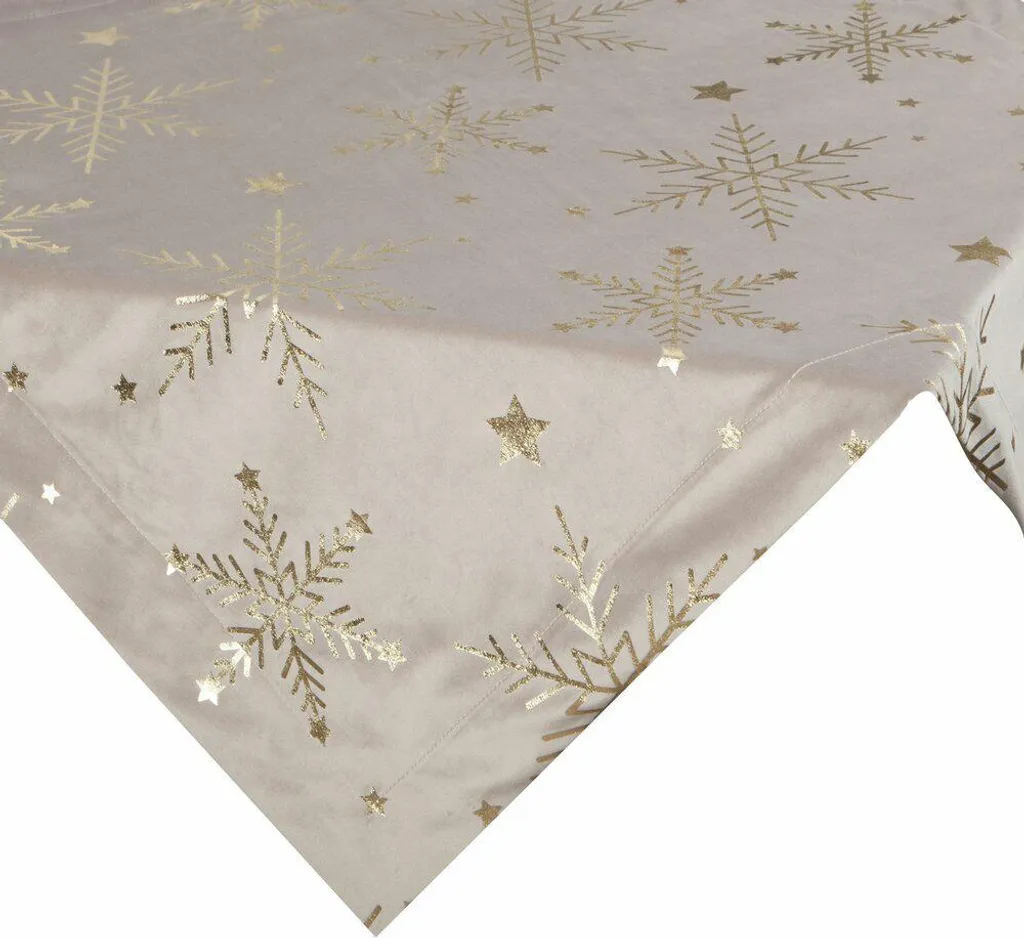 EUROFIRANY | Tovaglia di Natale - Tovaglia - 85 x 85 cm - Beige oro - Motivo fiocco di neve - Tovaglia di Natale - Natale