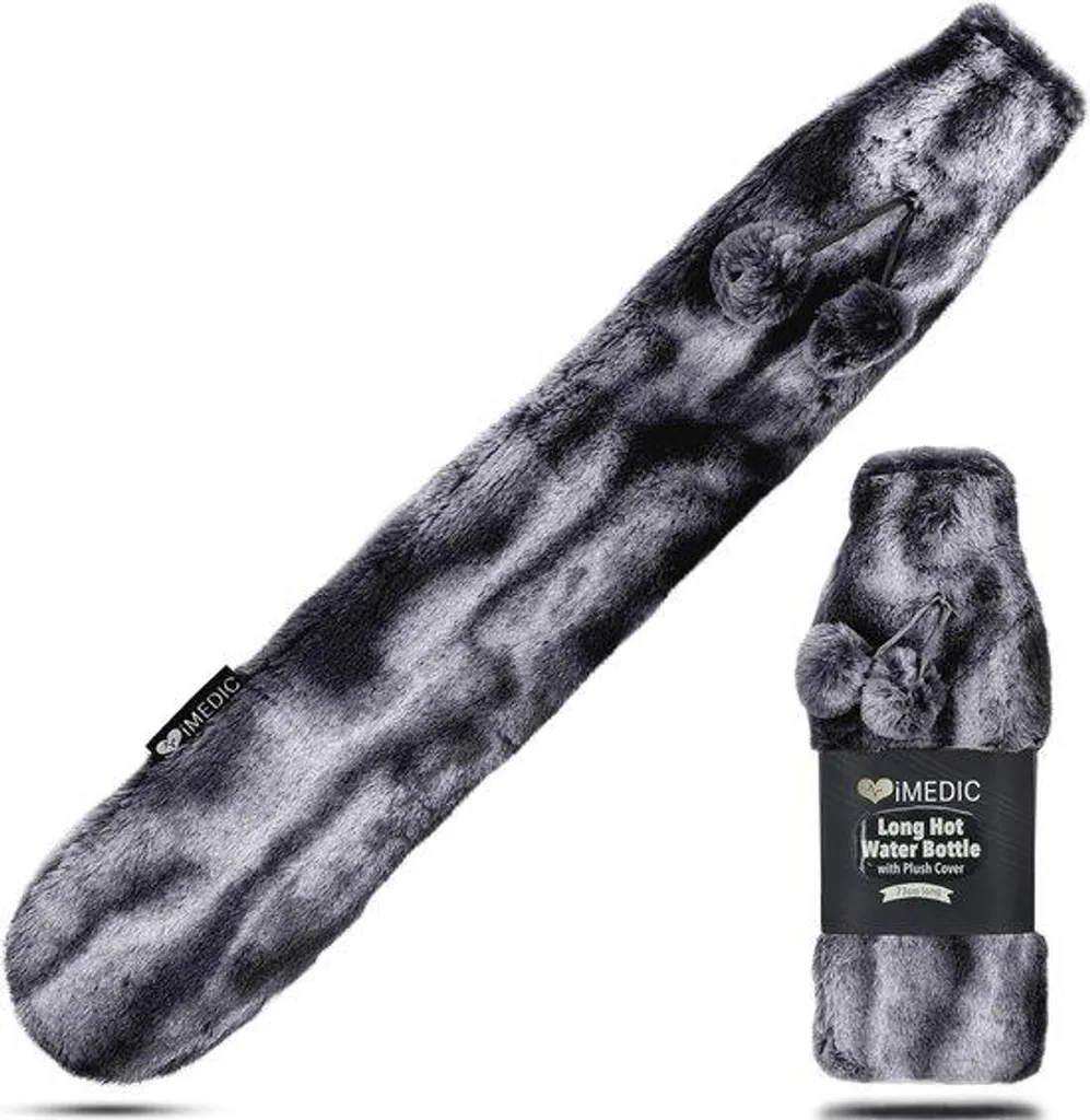 Bouillotte d'eau chaude 72cm ultra flexible avec revêtement polaire doux