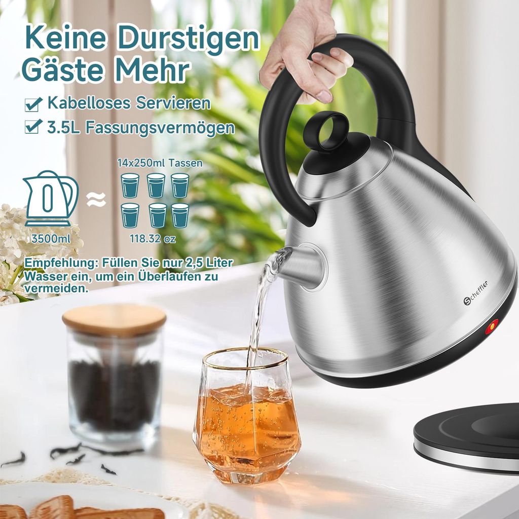 SCHEFFLER Wasserkocher Edelstahl 3,5Liter Teekocher