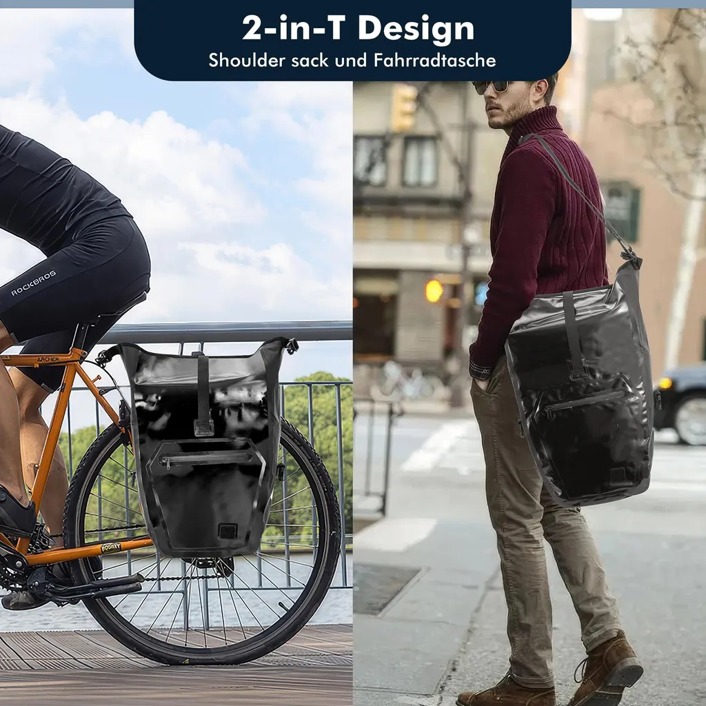 Sacoche de vélo pour vélotaf et courses étanche grand format noire - 5
