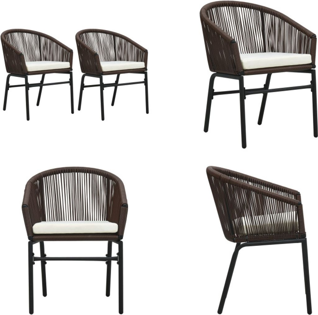 vidaXL Gartenstühle 2 Stk. Braun PE Rattan - Gartenstuhl - Gartenstühle - Outdoor Stuhl - Outdoor Stühle