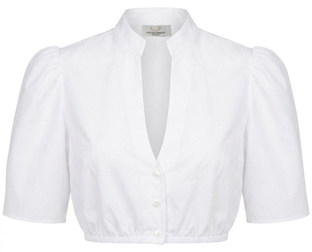 Dirndlbluse Chiara aus 100% Baumwolle, weiß, mit kurzem Produktbild 