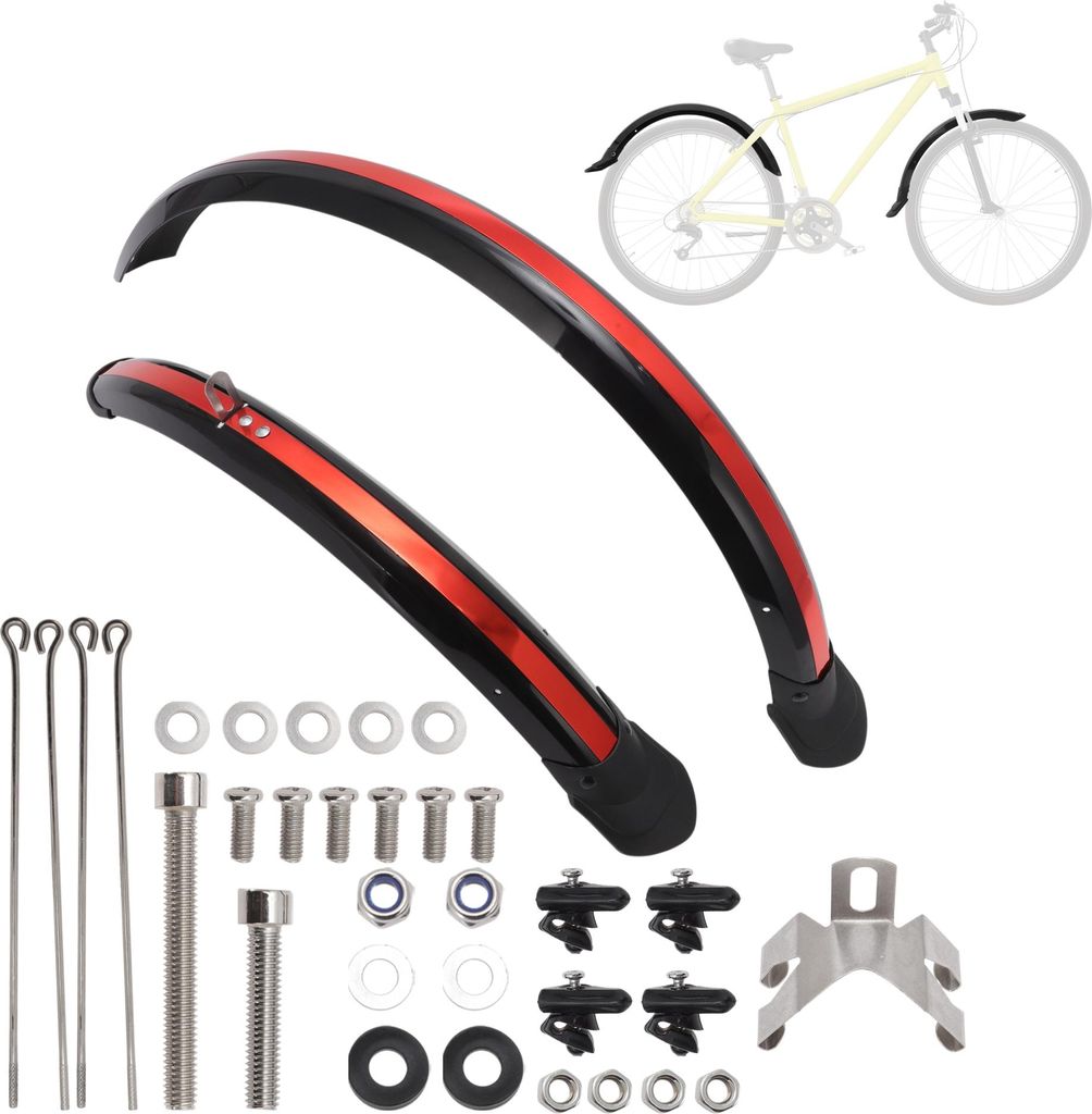 Fahrrad Schutzblech Set Fahrrad Reifen Schutzblech Vorn Und Hinten Fahrrad Schutzblech Schutzblech Für 20 Zoll Rennrad Mountainbike Schwarz Rot