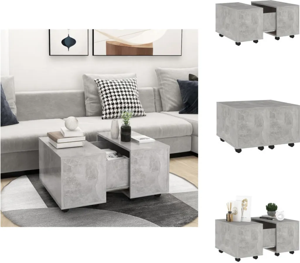 Tavolino vidaXL Grigio Cemento 60x60x38 | Top Design Industriale