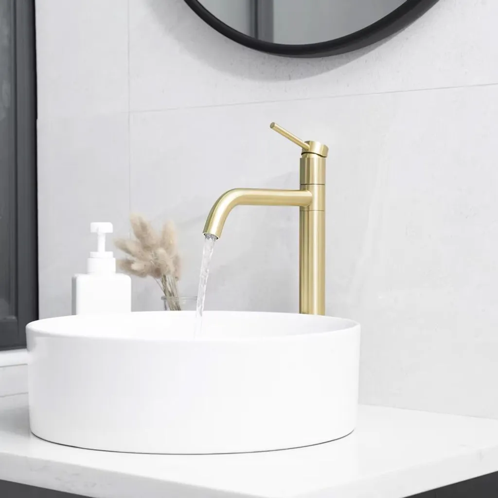 Rubinetto da Bagno Rea Lugano Slim Brush Gold High - 6