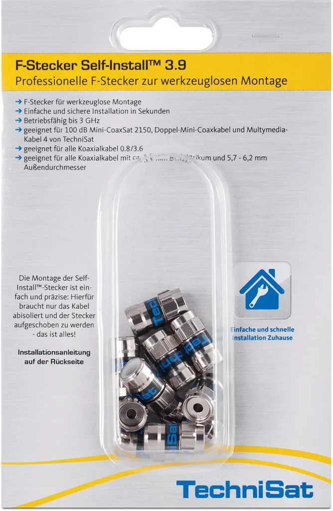 TechniSat F-connector Self-Install Pack 3.9 |3.9 F-connector | 10 pezzi