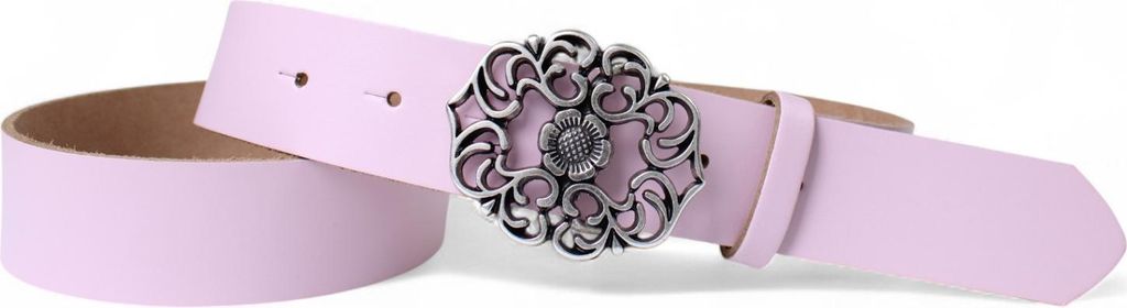 Damen Ledergürtel, florale Gürtelschnalle, Blumenschnalle, 4 cm, echt Leder