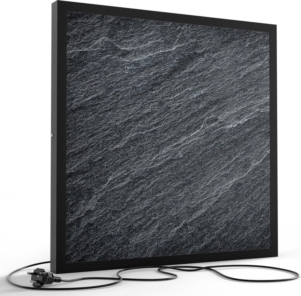 DEQORI LED-Bild & Lampe 60x60 cm Schwarz 'Klassischer Schieferstein' Leuchtbild Leuchte