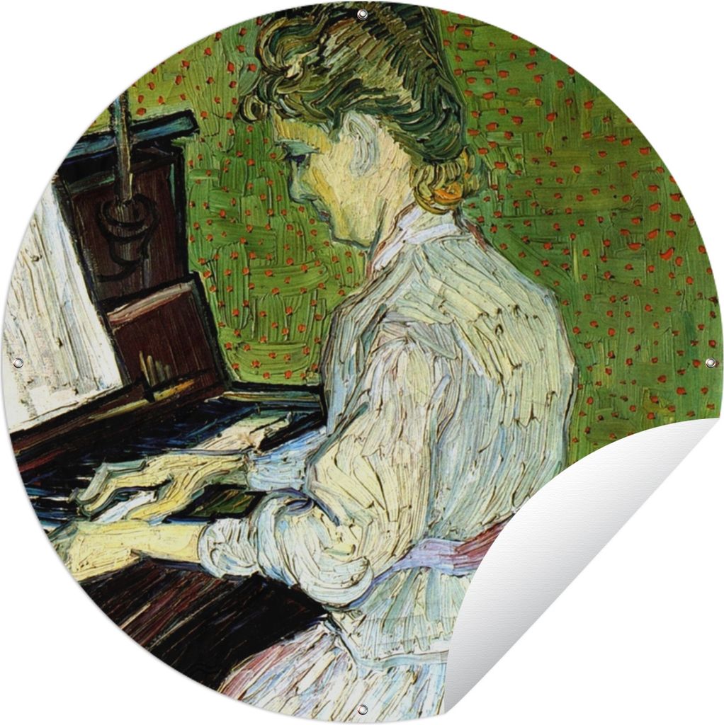 MuchoWow Gartenposter Outdoor-Poster Rund Marguerite Gachet am Klavier - Vincent van Gogh Ø 120 cm Gartendeko Rundes Poster draußen