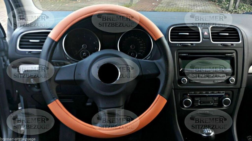 Lenkradbezug in Kunstleder (Orange Schwarz)