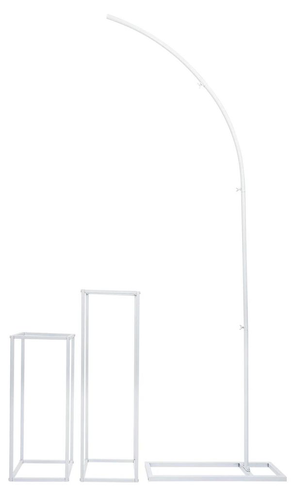 Ballonbogen und 2 Blumenständer - Hintergrundständer Backdrop - Metallrahmen - 60×20×200 cm - Für Hochzeit und Party - Weiß