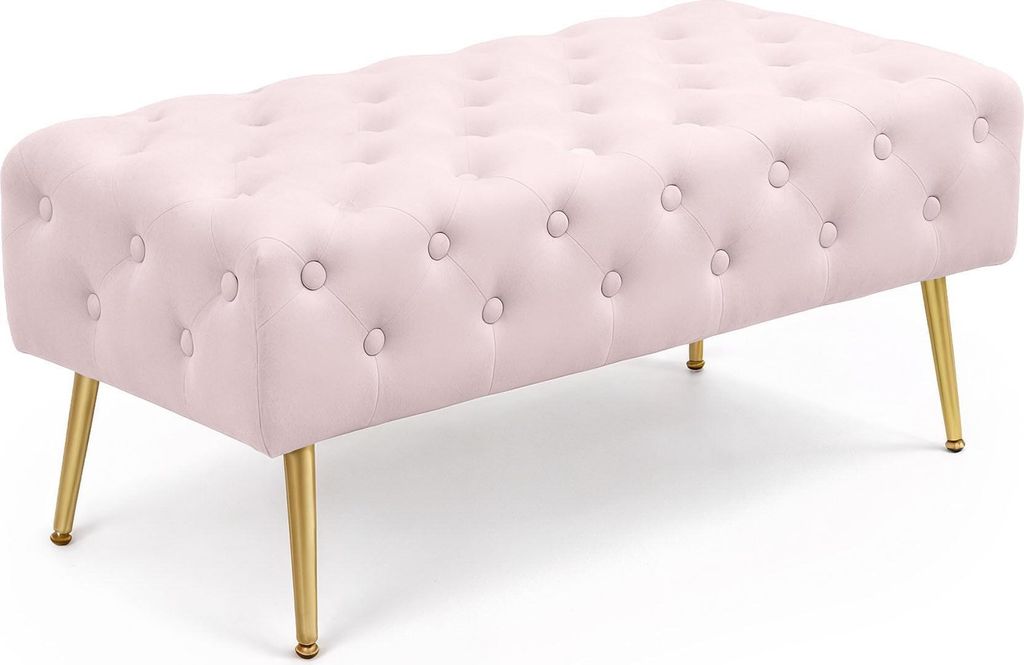 Samtbank gepolstert 100 cm MONACO Puderrosa