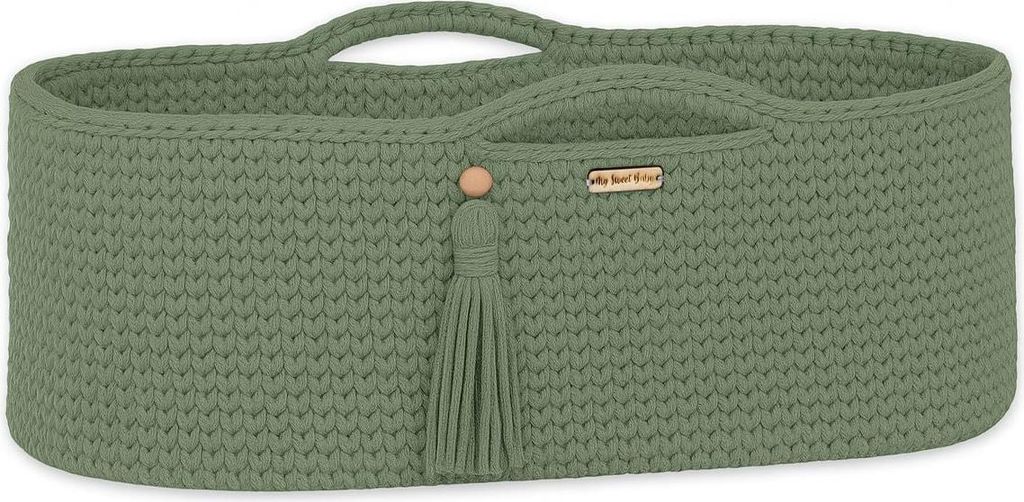 Handgefertigtes Boho Babymand – Wiege aus Baumwolle – inklusive antibakterieller Matratze