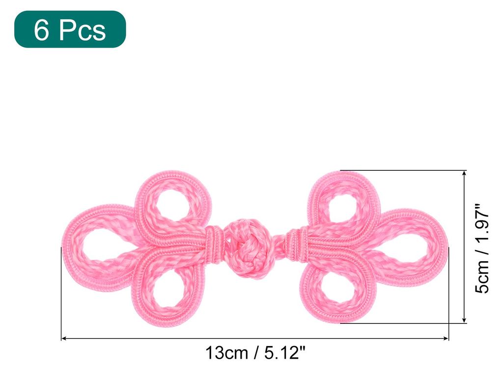 6 Paar chinesische Knoten-Froschkn?pfe Verschluss Pink N?hen Kn?pfe Verschlš¹sse fš¹r DIY-N?hen M?ntel Umh?nge Pullover Brautkostš¹m Outfit