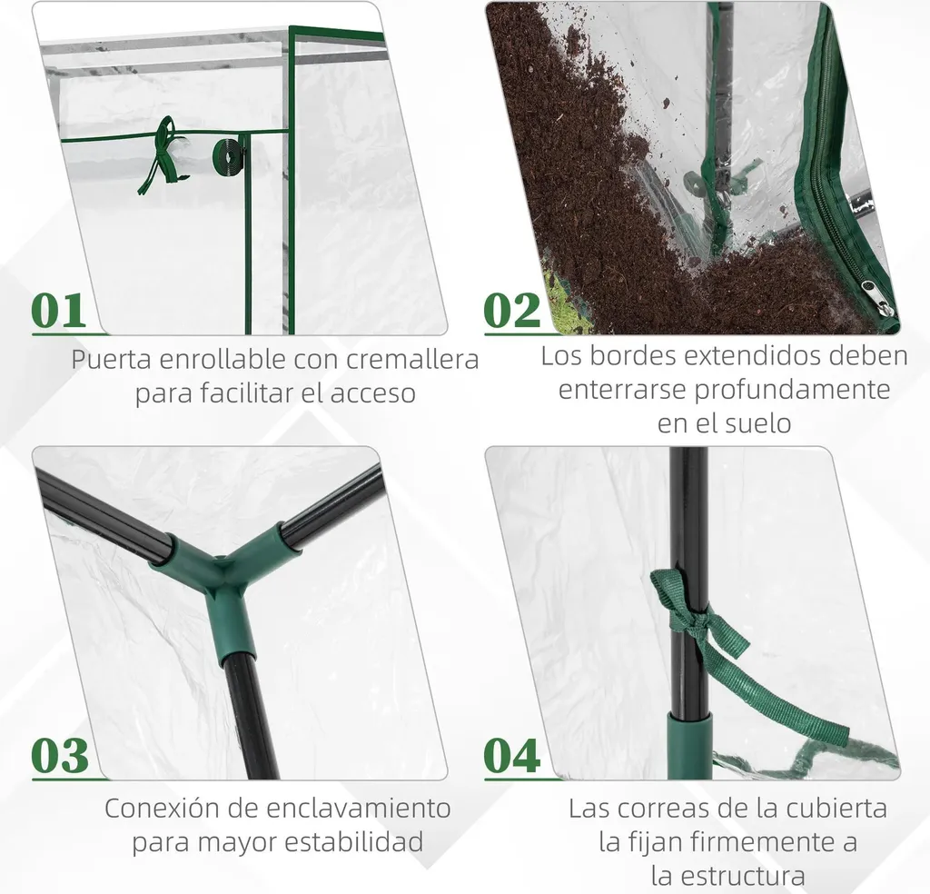 Petite serre transparente 150cm de haut avec structure métal durable - 7