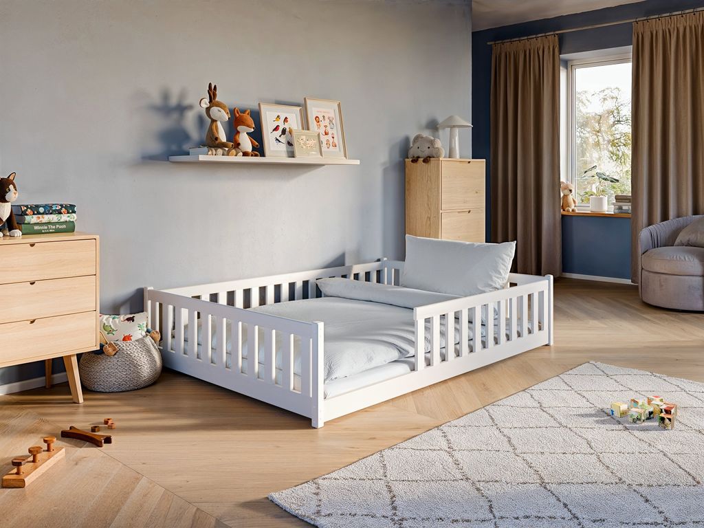 Lit d'enfant lit de sol 140x200 cm lit avec protection Image du produit 
