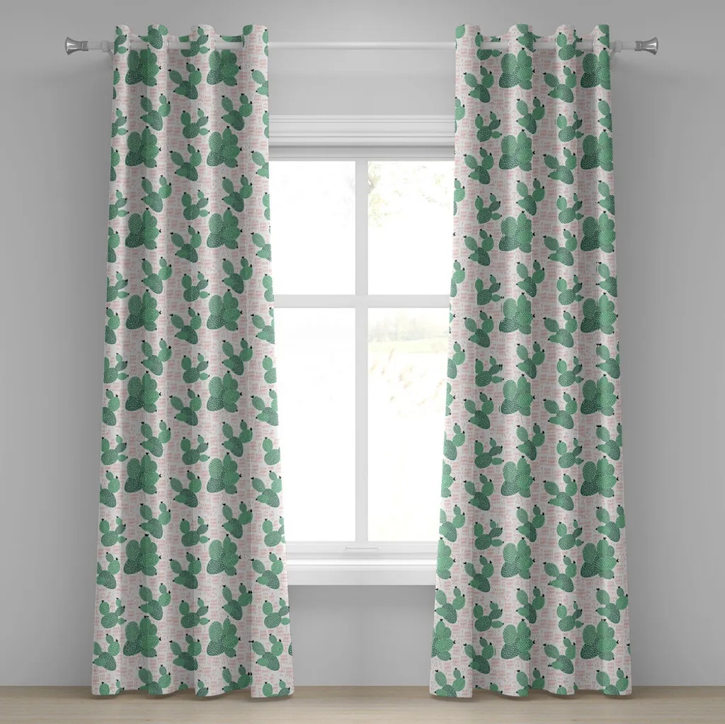 Rideau de décoration intérieure Cactus - Paire de panneaux 280x175 cm Noir