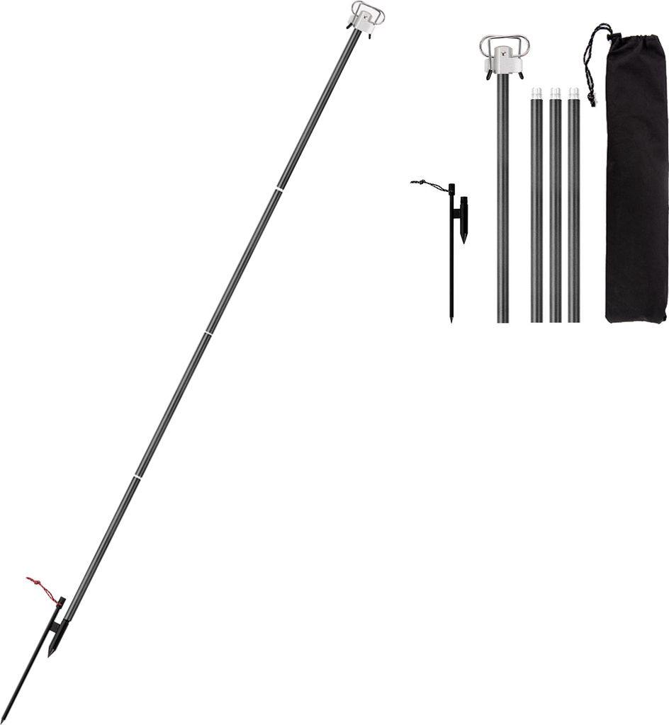 Tragbare Camping-Klapplampenstange, leicht, zusammenklappbar, Aluminium-Laternenstaender, Outdoor-Lichtaufhaenger, Halter fuer Camping, Wandern, An...