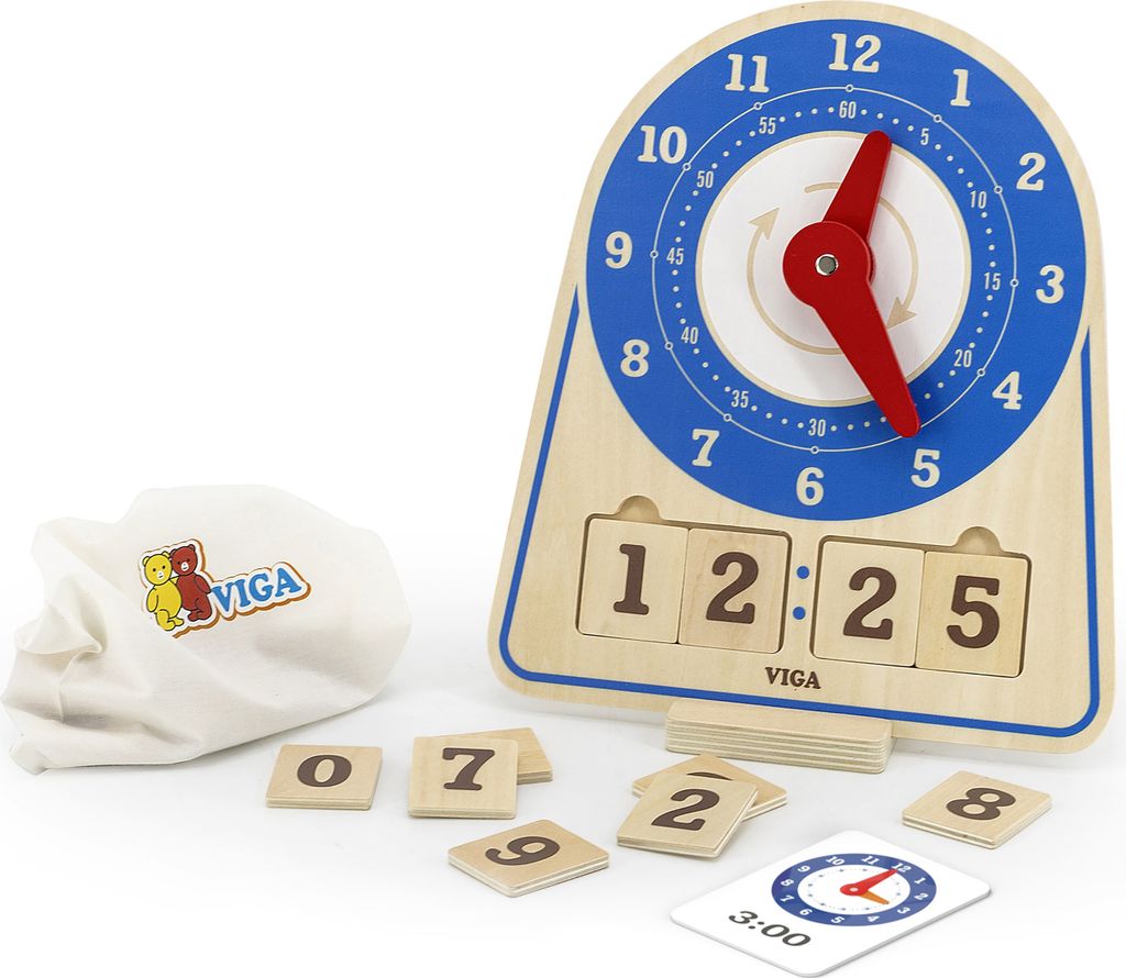 VIGA Drewniany Zegar Nauka Zegara  Czasu Montessori Zdjęcie produktu 