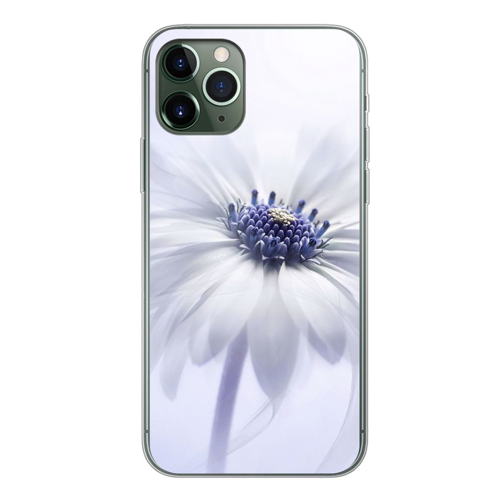 MuchoWow Handyhülle Schutzhülle Hülle für iPhone 11 Pro Blume - Abstrakt - Weiß Silikon Softcase Handy Hülle - Handy