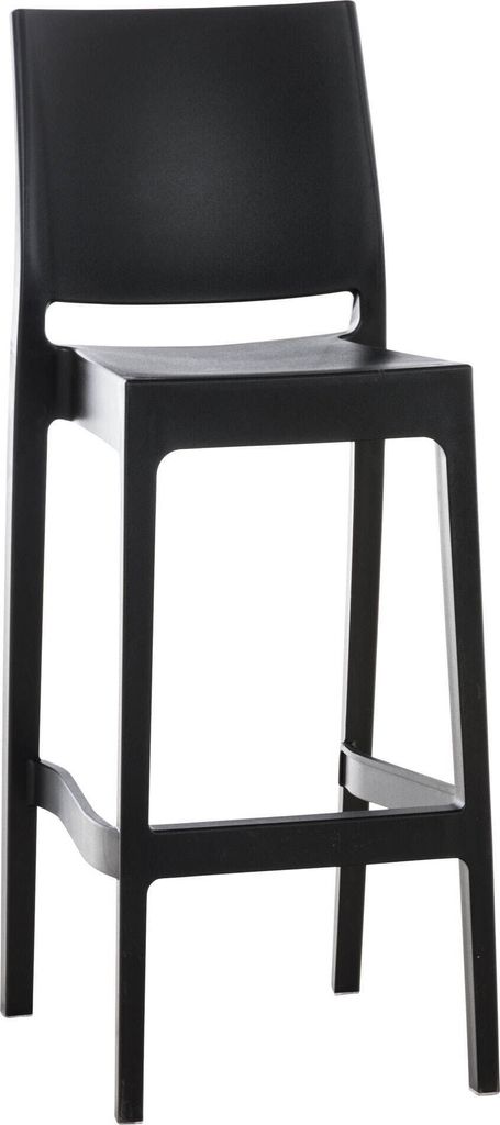DELUKE Barhocker MIAMI - Schwarz, Kunststoff | Barhocker mit Lehne Barstuhl Tresenhocker Tresenstuhl Kneipenhocker Kneipenstuhl