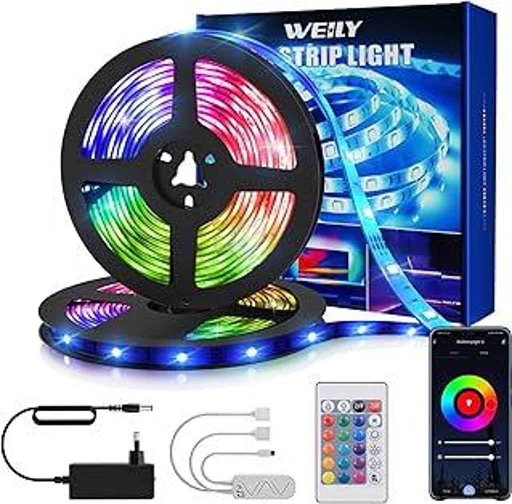 Led Strip,Smart RGB Led Strip 15m,Led Streifen Selbstklebend mit Fernbedienung,Timer-Einstellung für Party, Haus,Schlafzimmer,Küche Dekoration