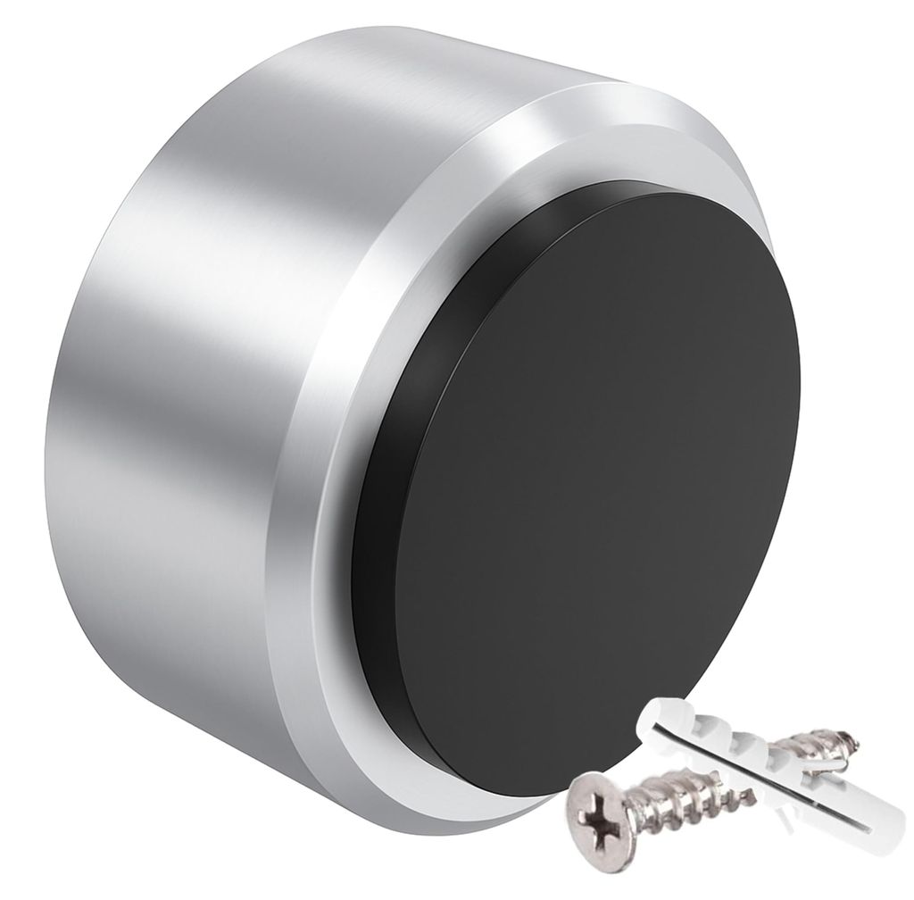 Hochwertiger Türstopper aus Edelstahl – Türpuffer/Türgriffpuffer Ø 25 × 16 mm mit weichem Gummipuffer – Wandpuffer zum Schutz von Tür und...