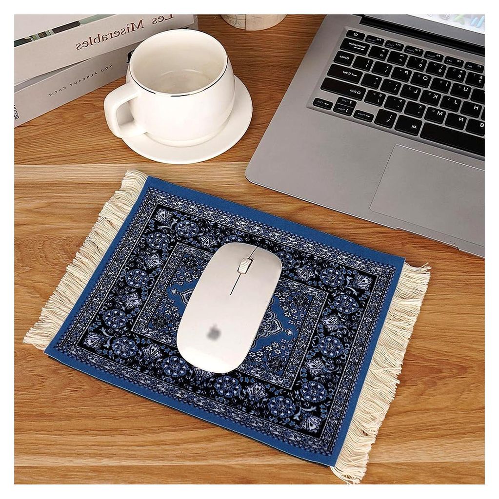 Teppich-Mauspad im persischen Design, elegant und einzigartig, ideal für Büroangestellte, Gamer und Studenten (Graublau)