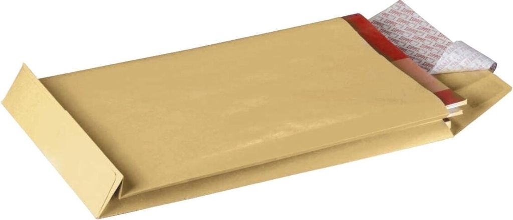 Faltentaschen Recycling - B4 ohne Fenster 20 mm-Falte Klotzboden haftklebend 130. Packung mit 10 Stück