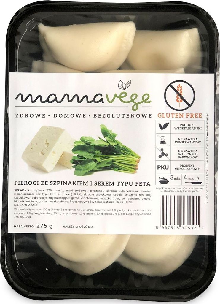 KNÖDEL MIT SPINAT UND FETAKÄSE, GLUTENFREI 275 g - MAMA Produktbild 