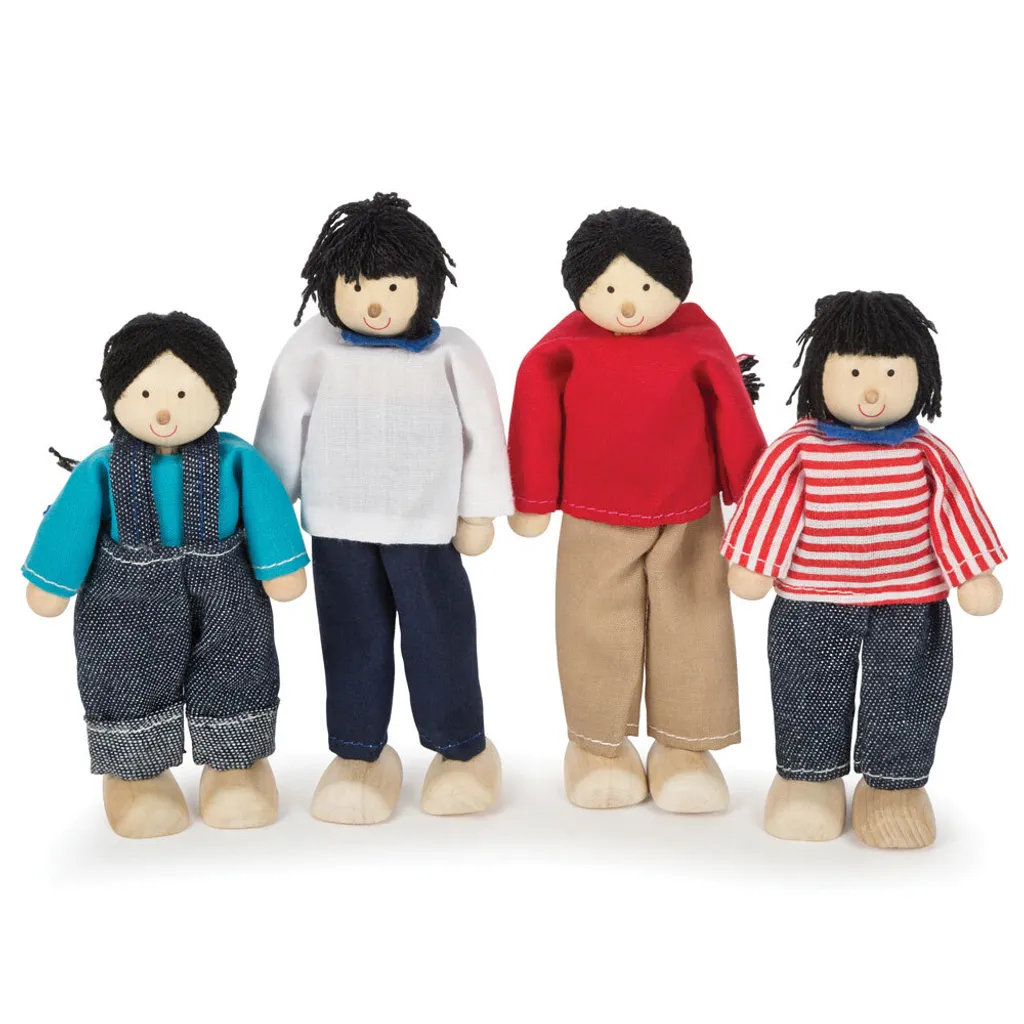 Tidlo Famille Asiatique en Bois pour Maison de Poupées - 6 Figurines
