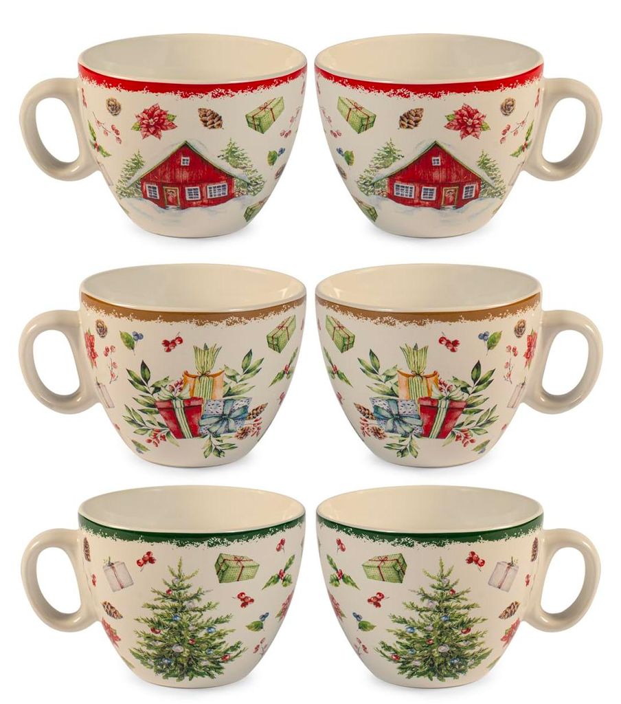 H&H – Set mit 12 verschiedenen Weihnachtsbechern mit Weihnachtsliedern, 220 ml