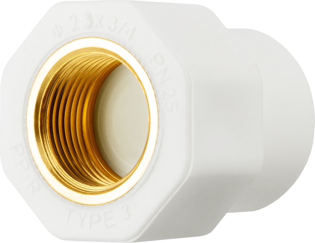 DN 25 x 3/4 Zoll, PPR Aqua Plus Kupplung mit Innengewinde in Weiß | Wasserrohr, Heizungsrohr Klimaleitung Fusiotherm